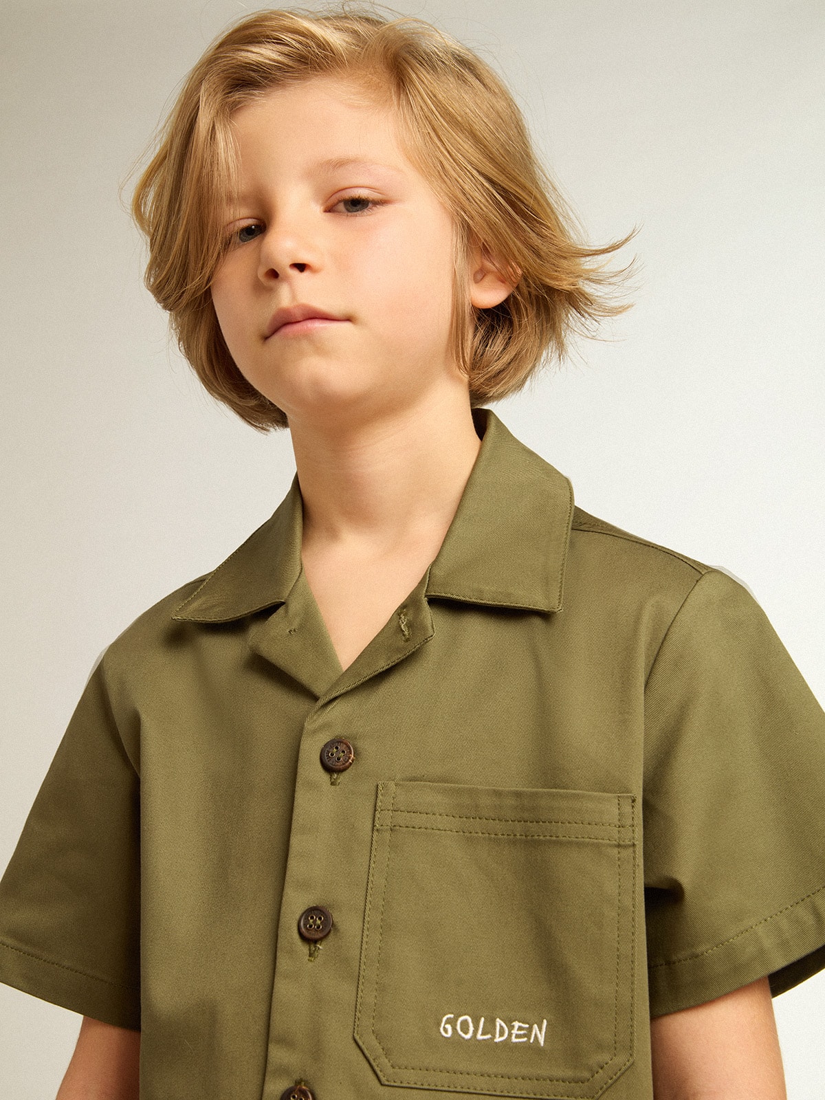 Golden Goose - Boys’ military-green shirt in 