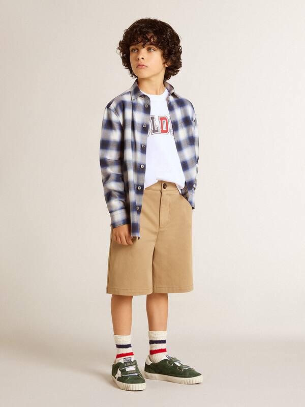 Golden Goose - Boys' shorts in beige cotton in 