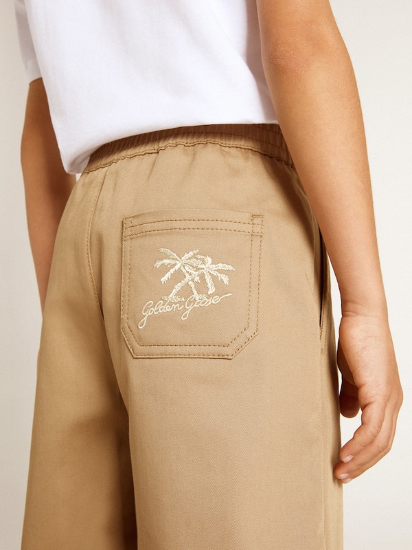 Golden Goose - Boys' shorts in beige cotton in 