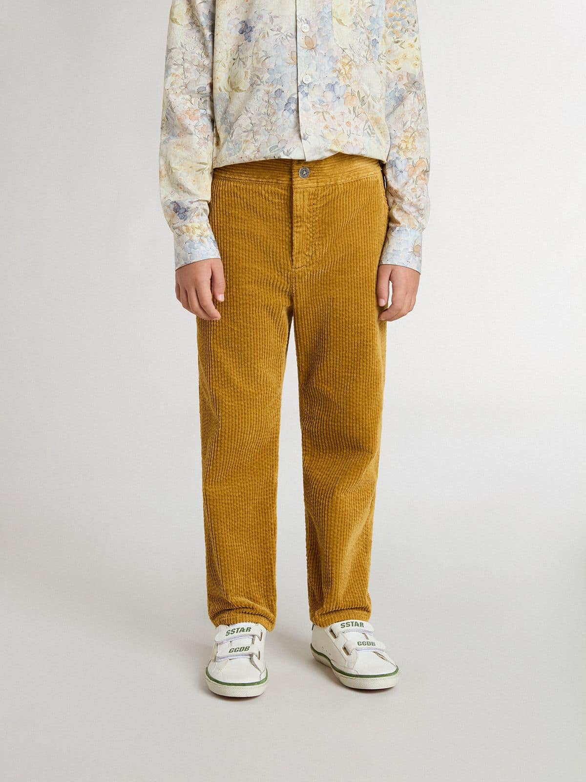 Golden Goose - Tabakbraune Kinder-Chinohose mit Stickerei in 