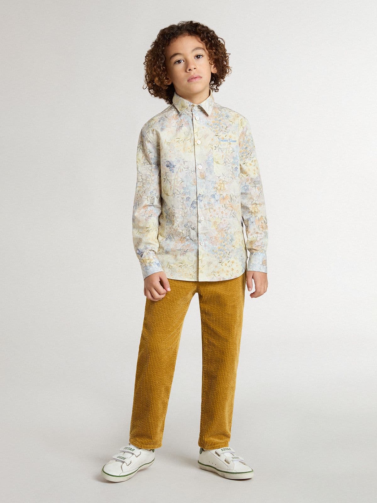 Golden Goose - Tabakbraune Kinder-Chinohose mit Stickerei in 