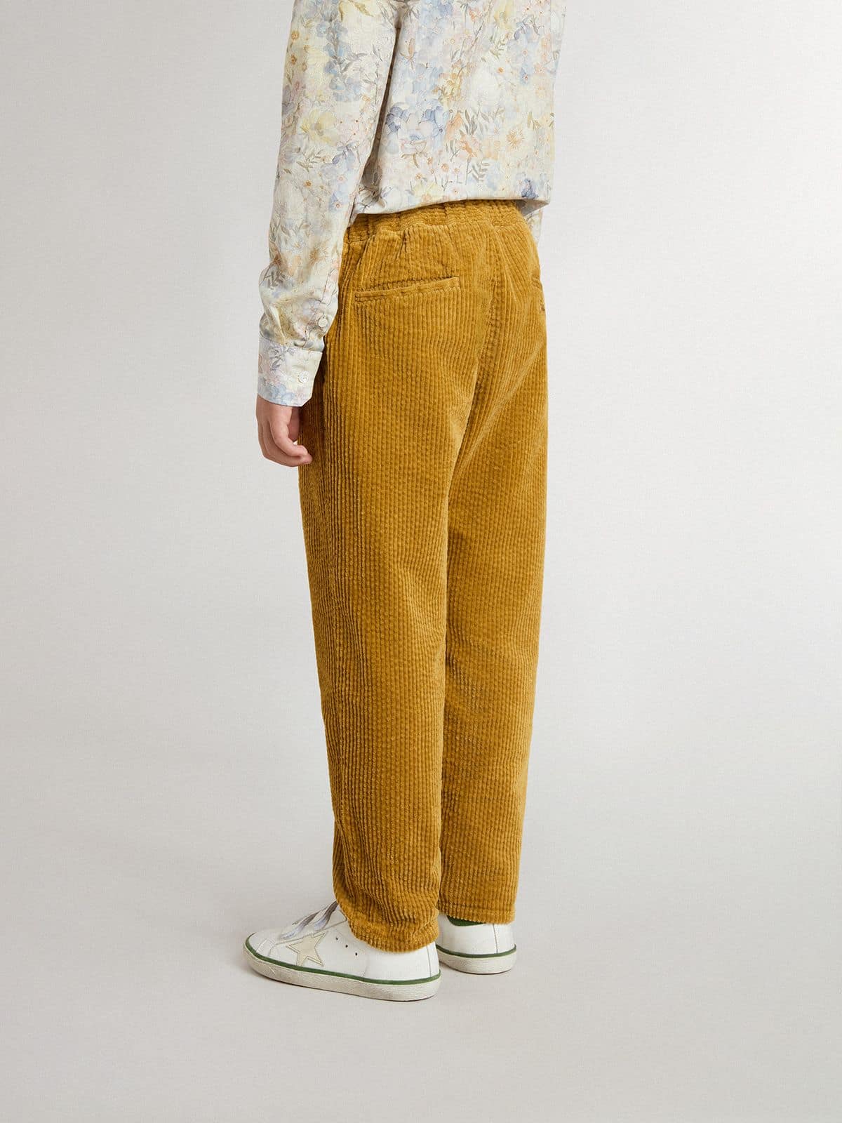 Golden Goose - Boys' tobacco-colored chino pants with embroidery in 