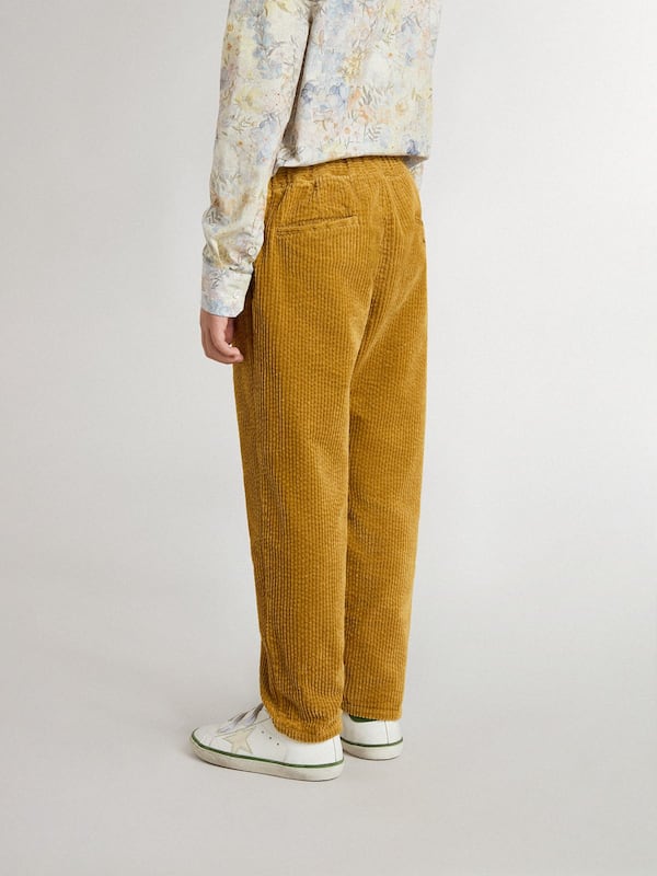 Golden Goose - Boys' tobacco-colored chino pants with embroidery in 
