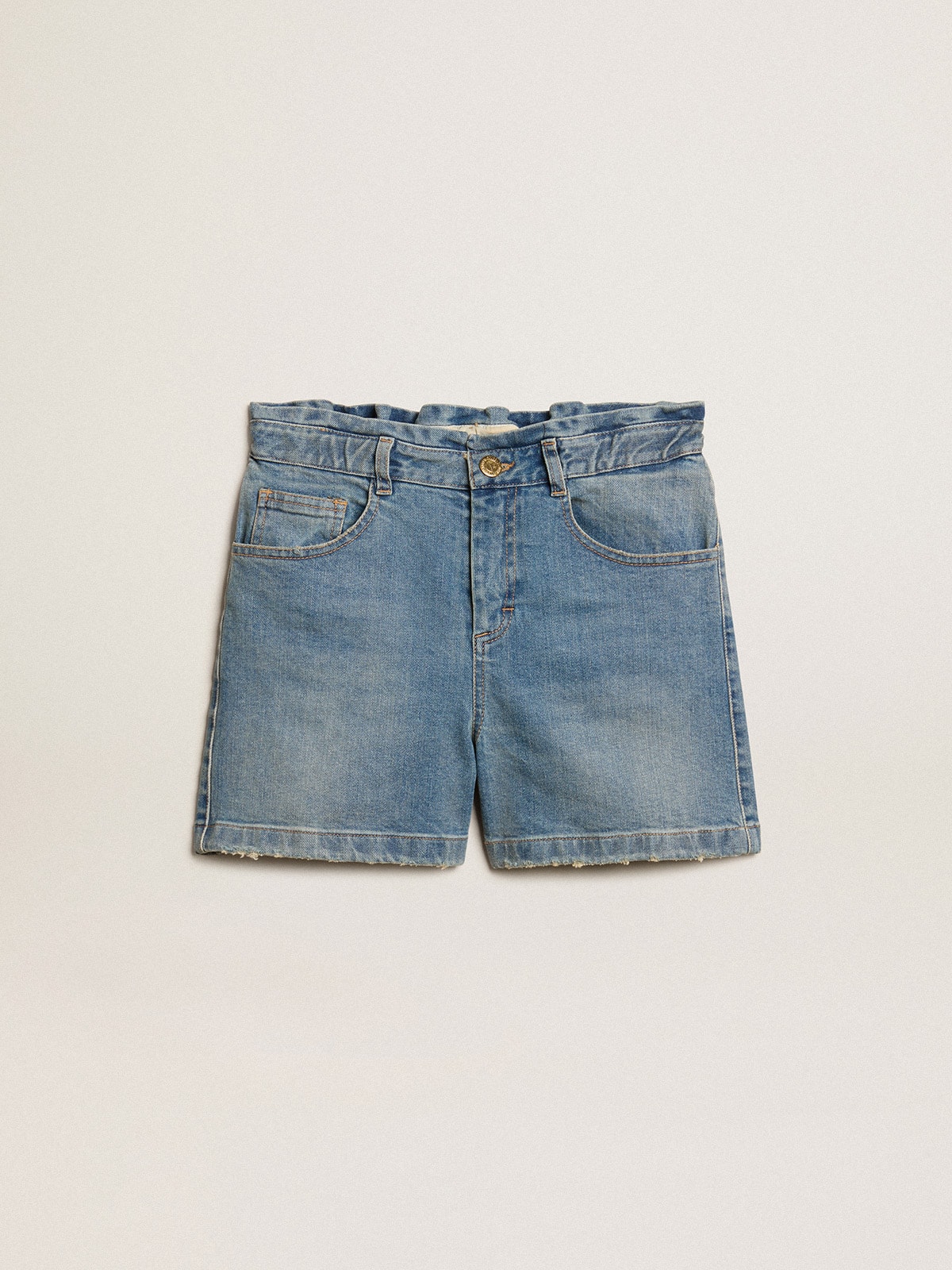 Golden Goose - Girls’ denim shorts with distressed finish in 