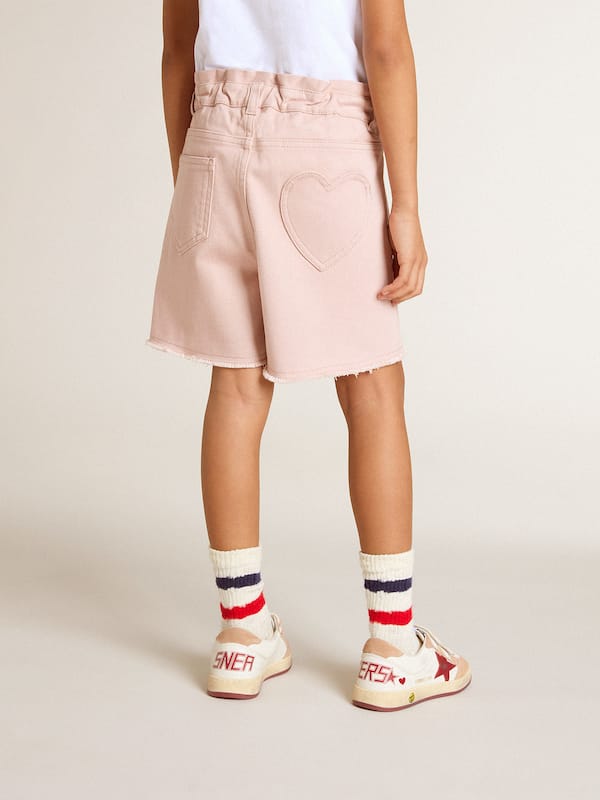 Golden Goose - Girls' pink cotton shorts with embroidery in 
