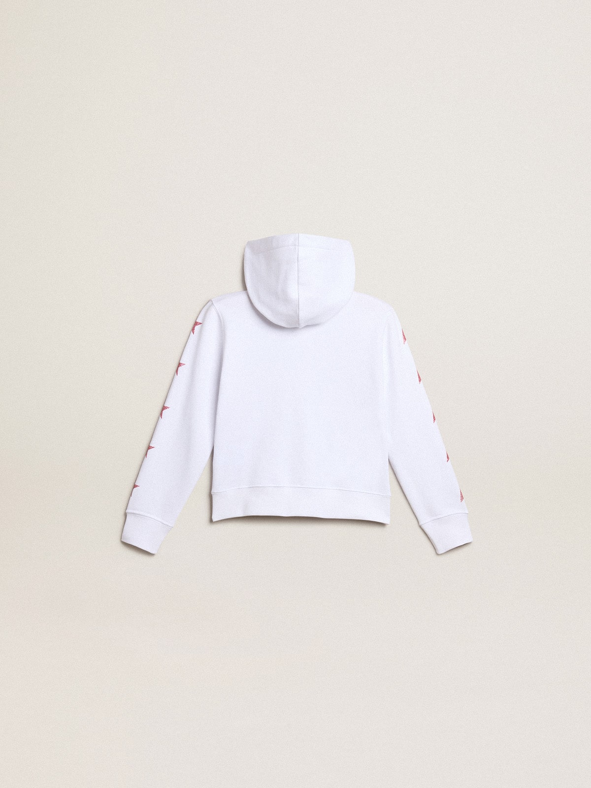 Girls zip up sweatshirt in white with glitter stars on the sleeves Golden Goose