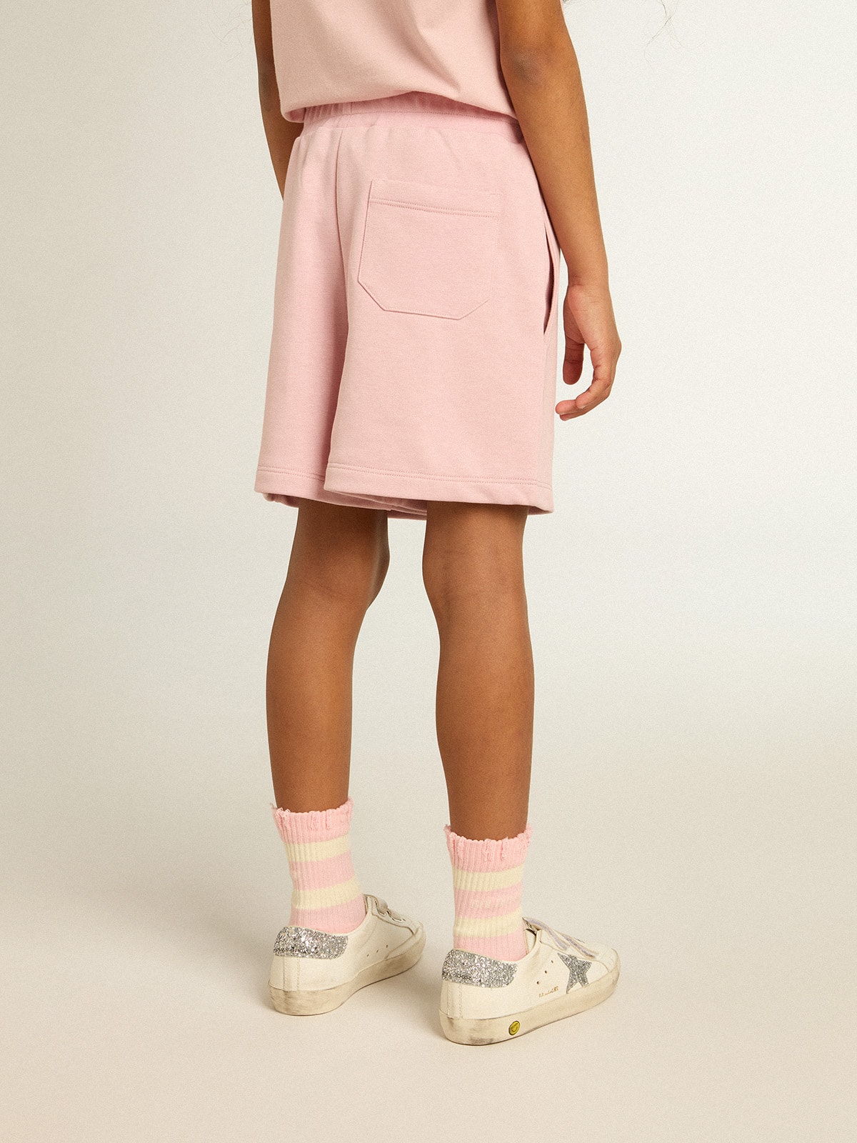 Golden Goose - Short infantil feminino rosa com estrela branca in 