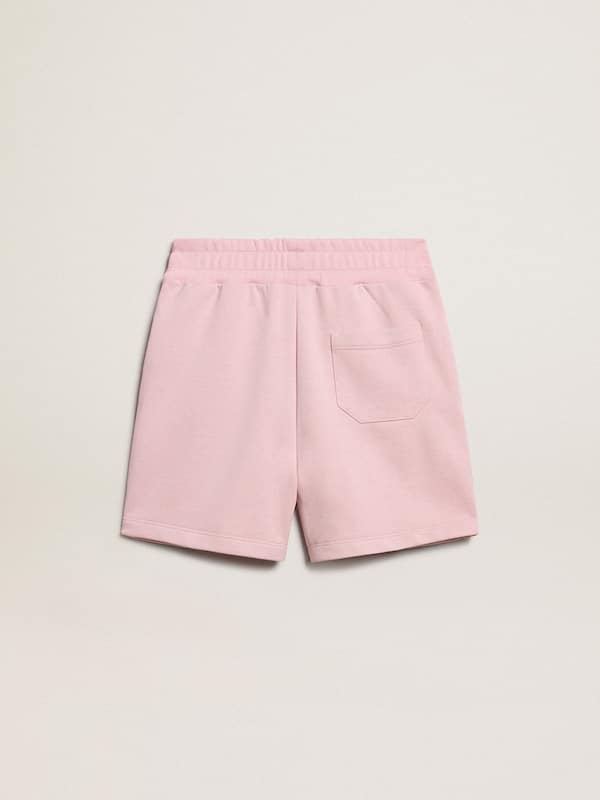 Golden Goose - Pantaloncino da bambina color rosa con stella bianca in 