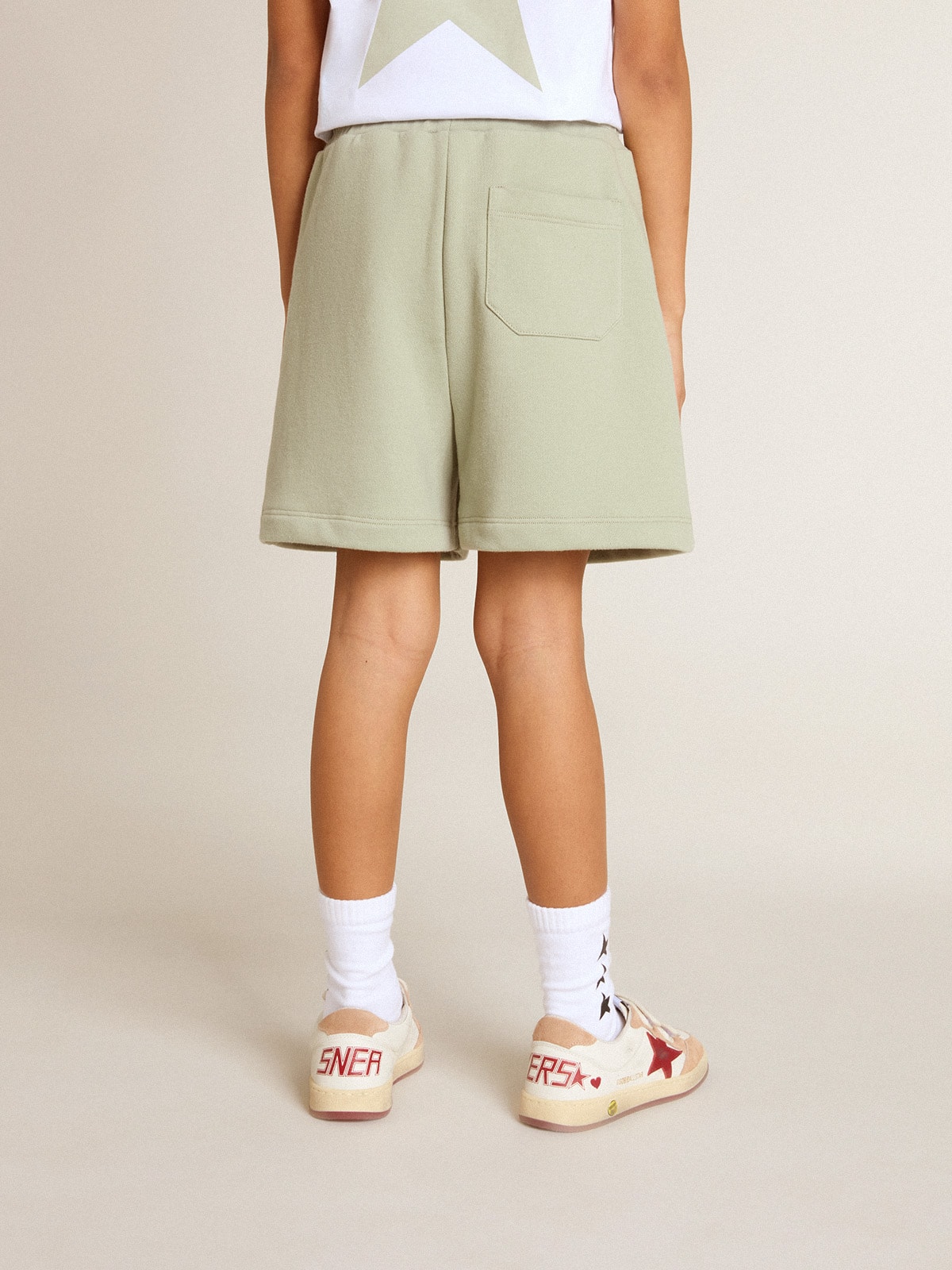 Golden Goose - Light green shorts with white star in 