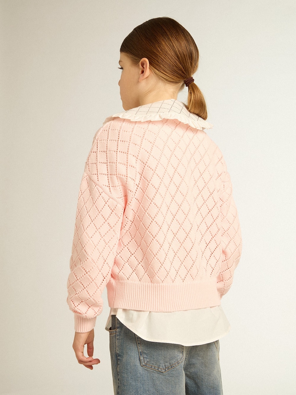 Golden Goose - Cropped round-neck pullover with diamond pattern in 