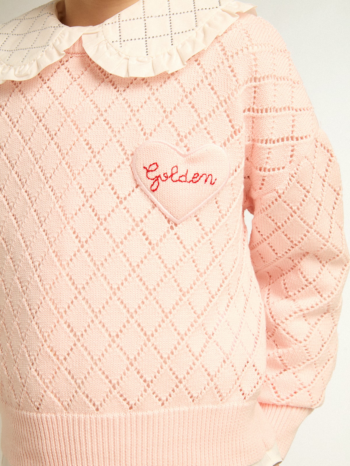 Golden Goose - Cropped round-neck pullover with diamond pattern in 