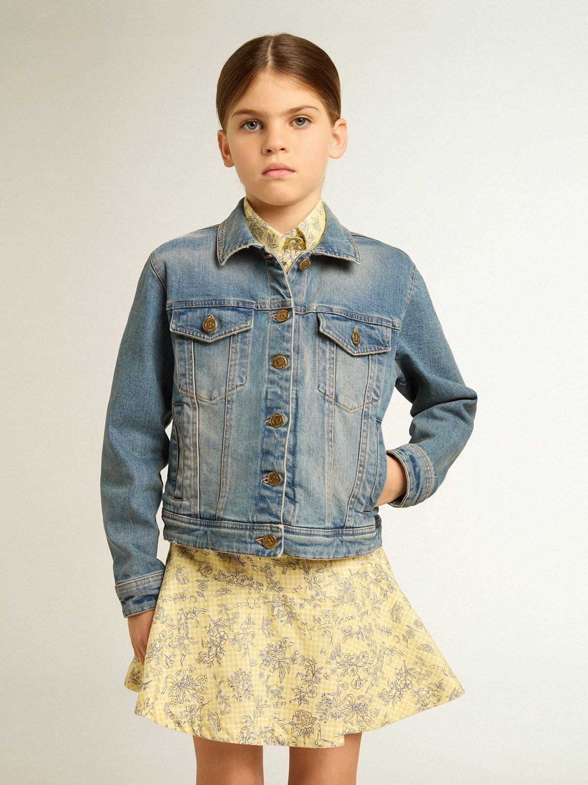 Golden Goose - Giacca in jeans da bambino dal lavaggio medio in 