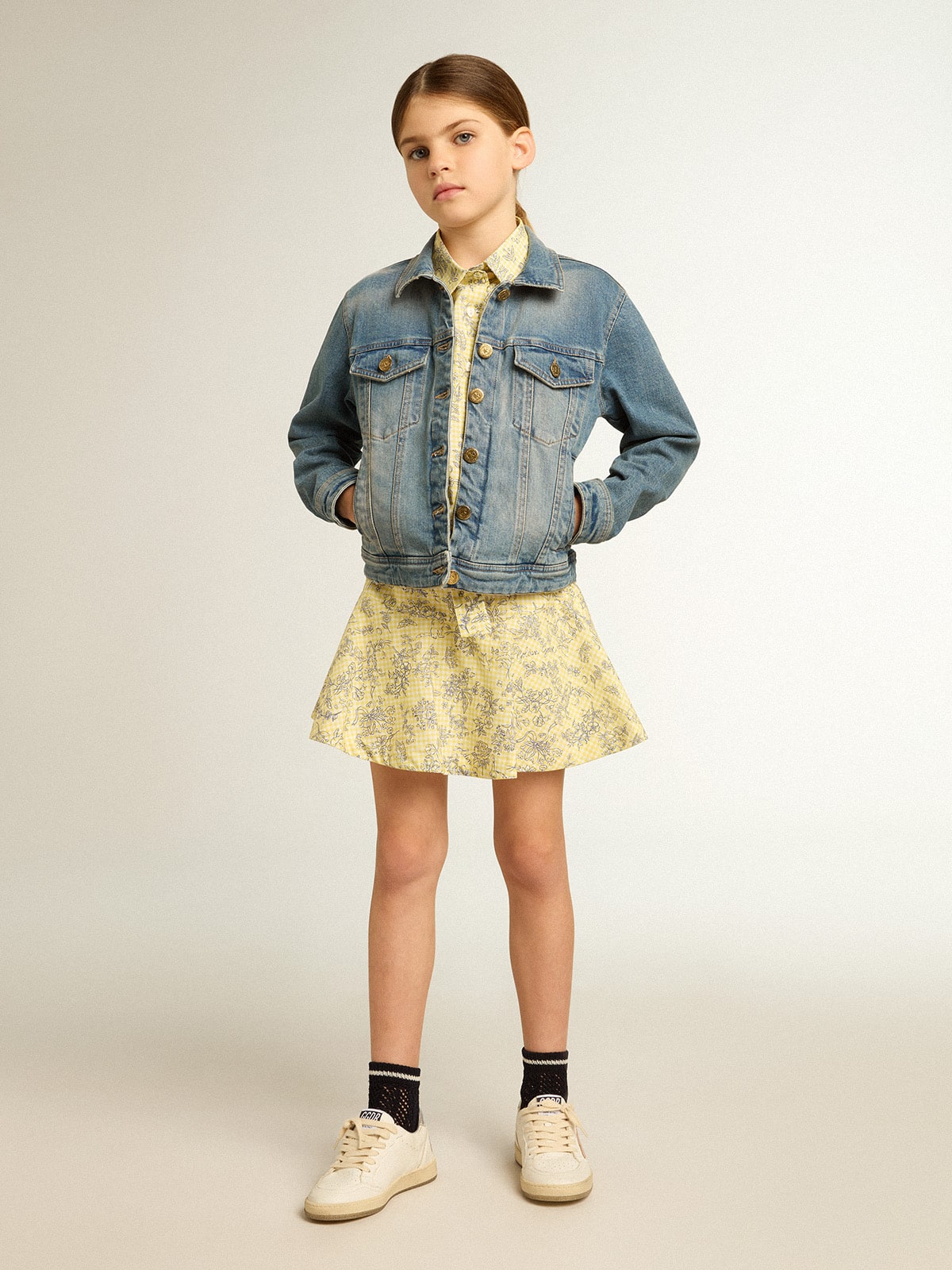 Golden Goose - Giacca in jeans da bambino dal lavaggio medio in 