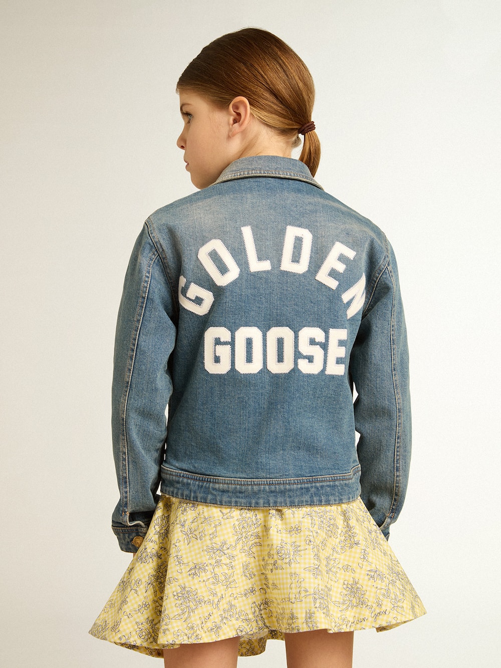 Golden Goose - Jaqueta jeans infantil masculina com lavagem média in 