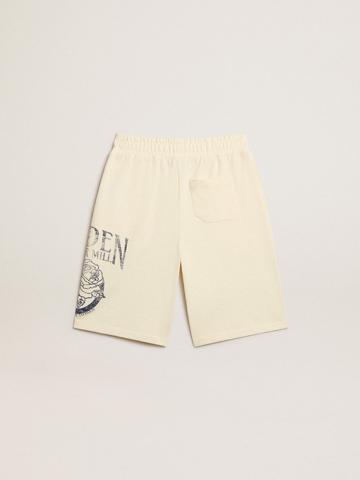 Golden Goose - Boys’ Bermuda shorts in aged white with print on the front  in 