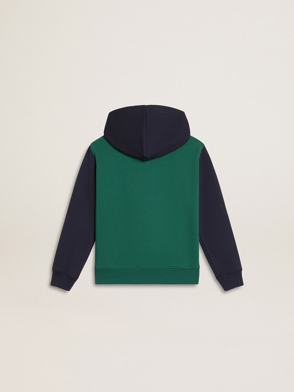 Golden Goose - Boys' green and blue sweatshirt with hood and print in