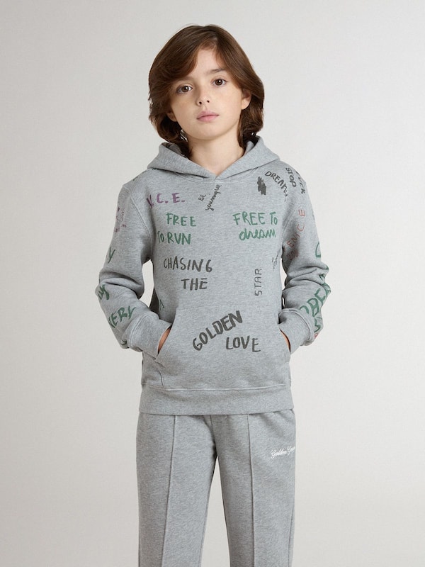 Golden Goose - Kids’ gray sweatshirt with multicolor printed lettering in 