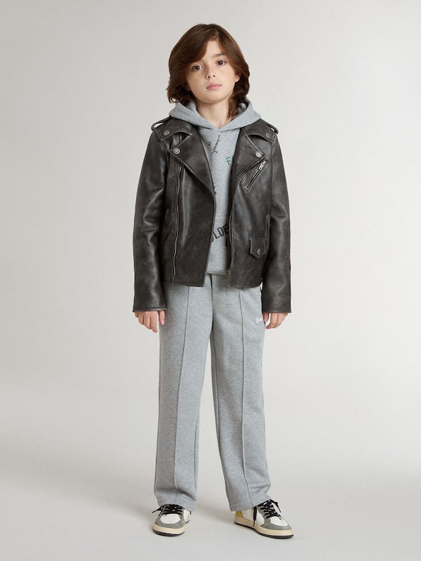 Golden Goose - Kids’ gray sweatshirt with multicolor printed lettering in 