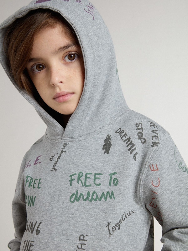 Golden Goose - Kids’ gray sweatshirt with multicolor printed lettering in 