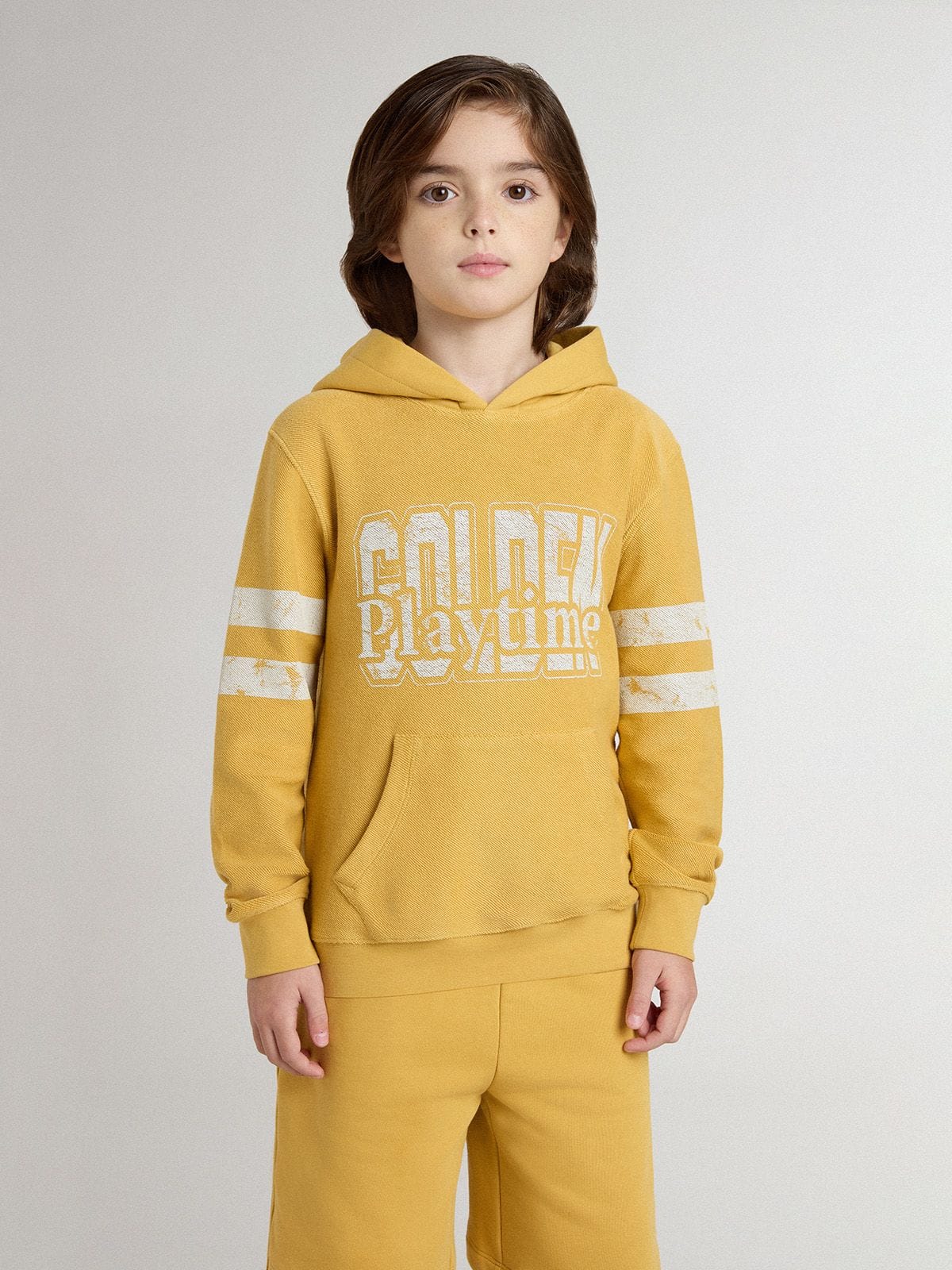 Golden Goose - Sweat-shirt jaune pour enfant avec imprimé vintage in 