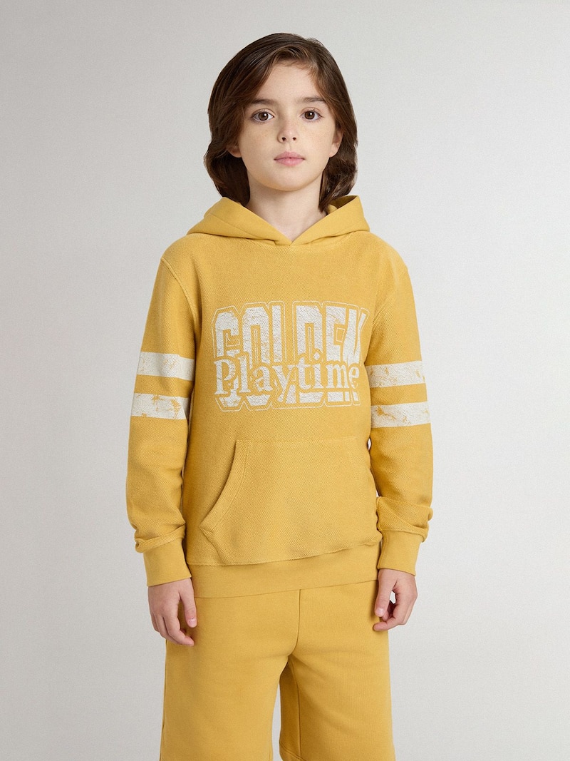 Golden Goose - Moletom Kids amarelo com estampa vintage in 