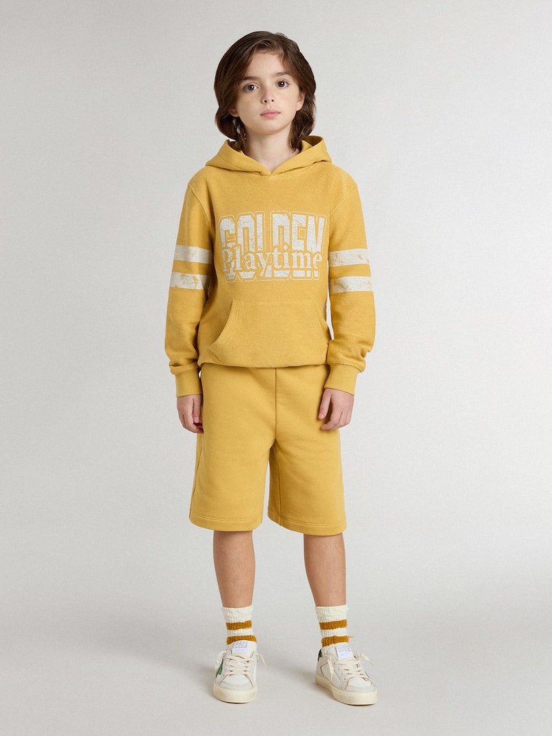 Golden Goose - Moletom Kids amarelo com estampa vintage in 