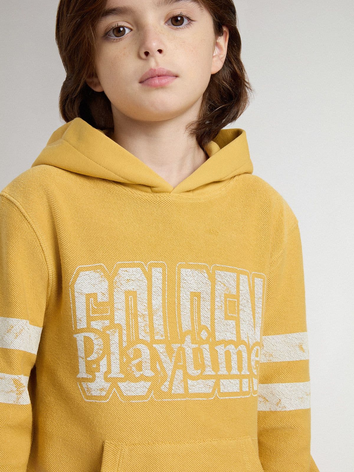 Golden Goose - Sweat-shirt jaune pour enfant avec imprimé vintage in 