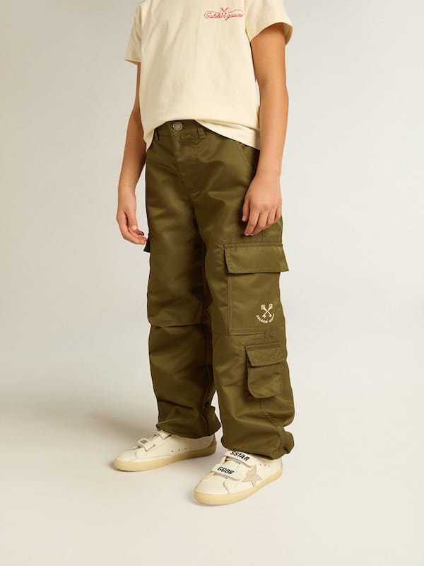 Golden Goose - Kids cargo pants in military green in 
