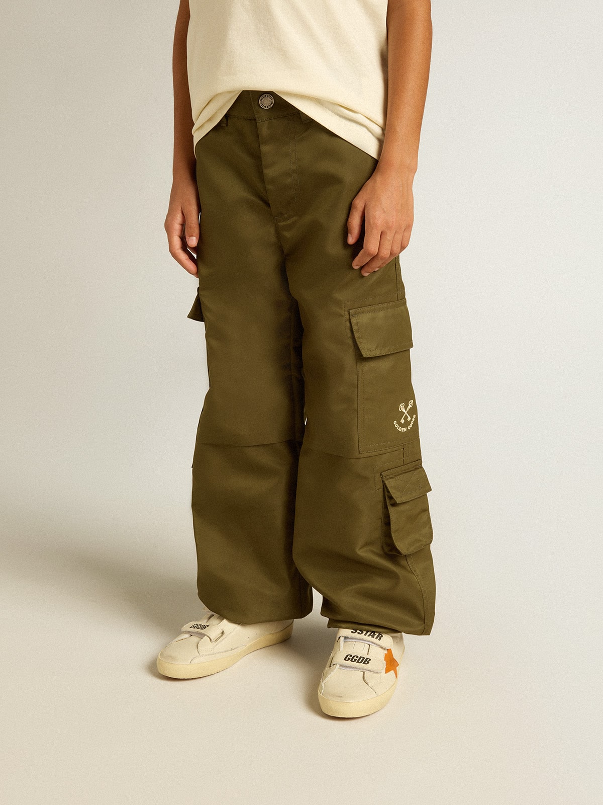 Golden Goose - Pantalon cargo enfant vert militaire in 