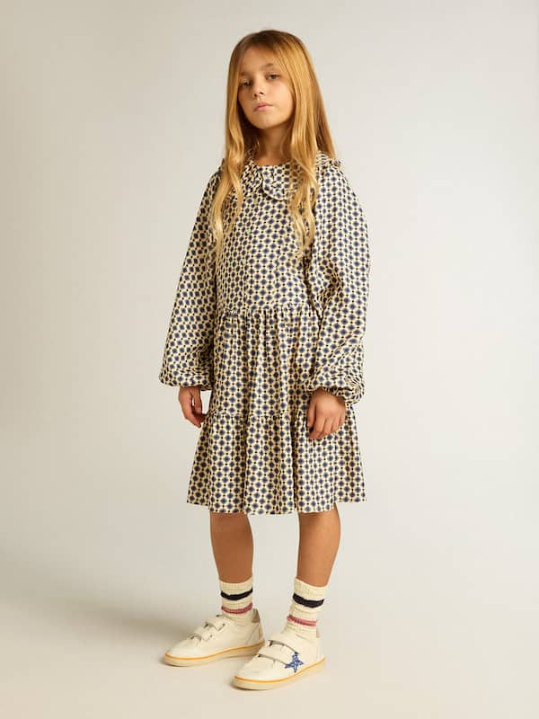 Golden Goose - Girls' dress with geometric print and removable collar in 