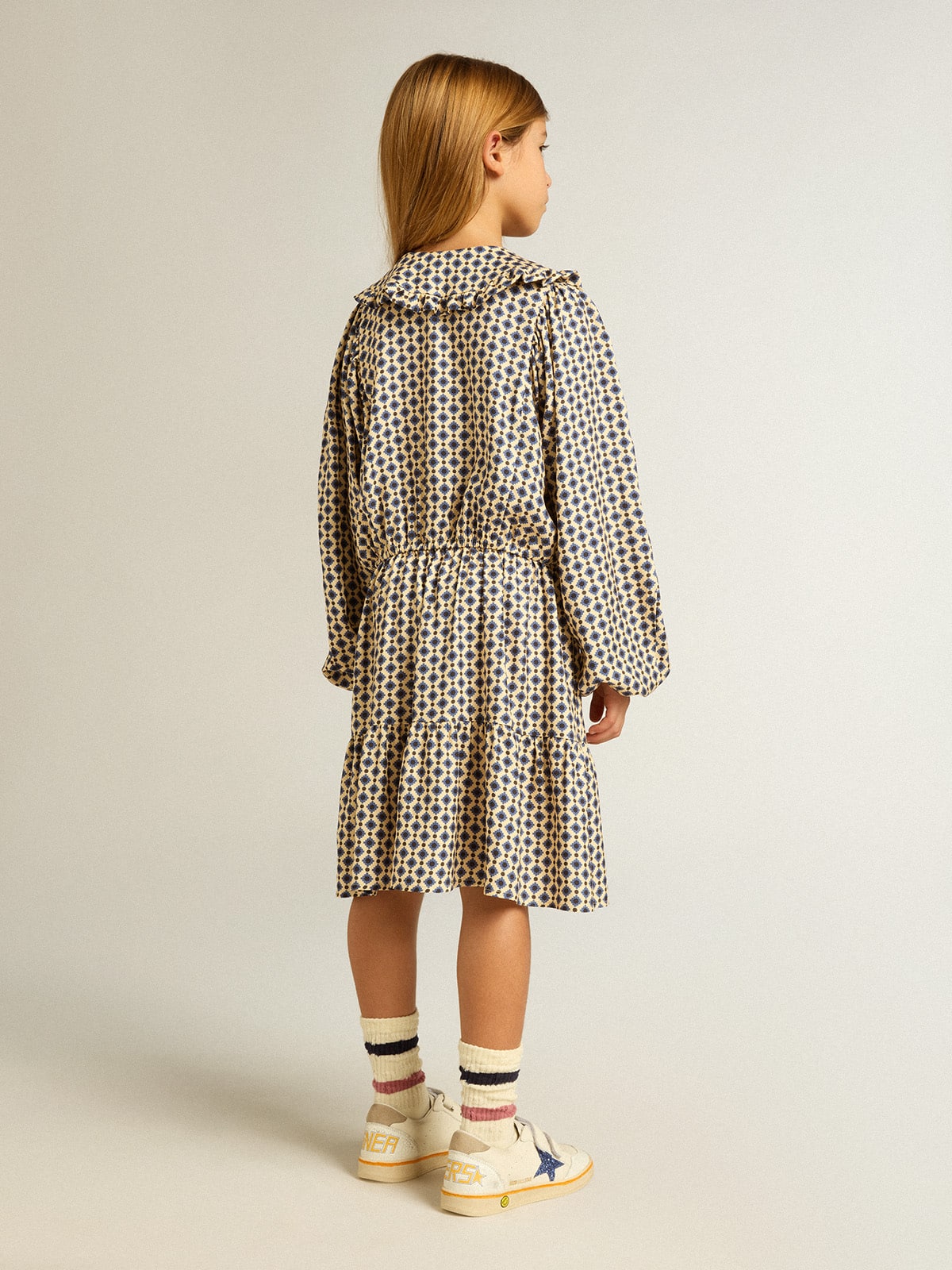 Golden Goose - Girls' dress with geometric print and removable collar in 