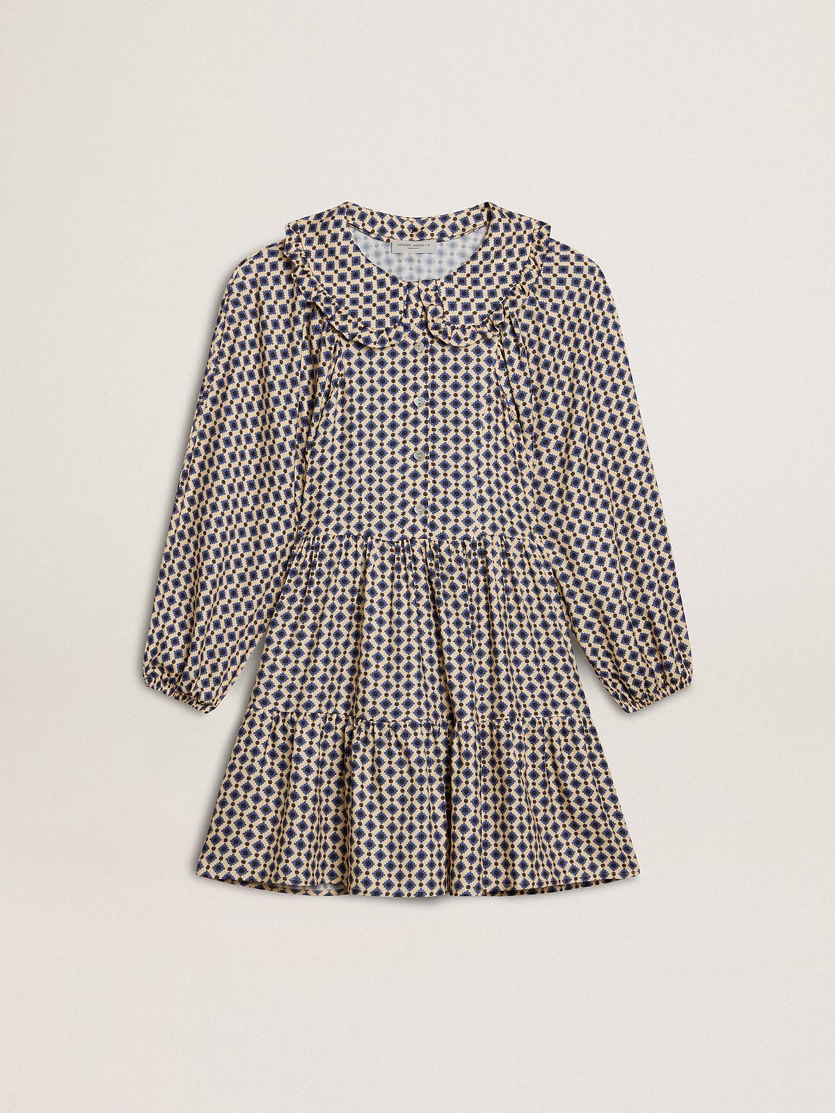 Golden Goose - Girls' dress with geometric print and removable collar in 