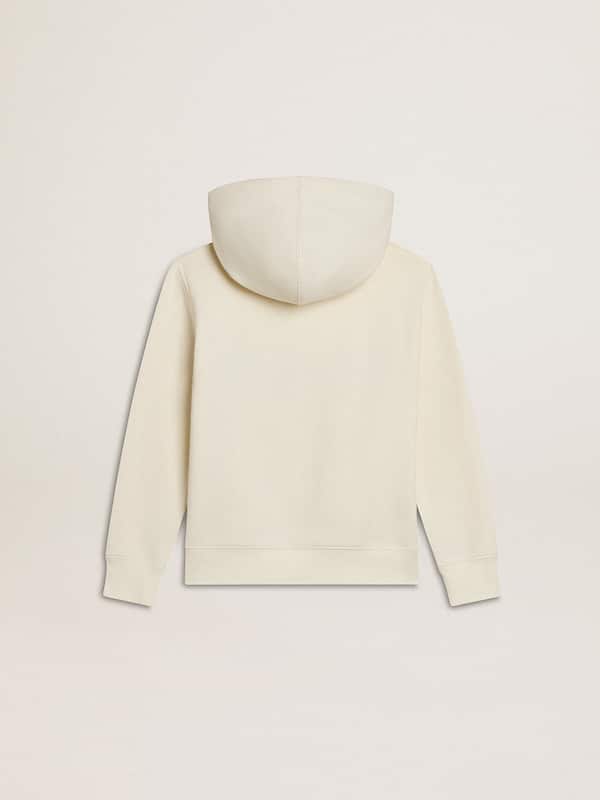 Golden Goose - Hooded sweatshirt in worn white with Golden embroidery on the front in 