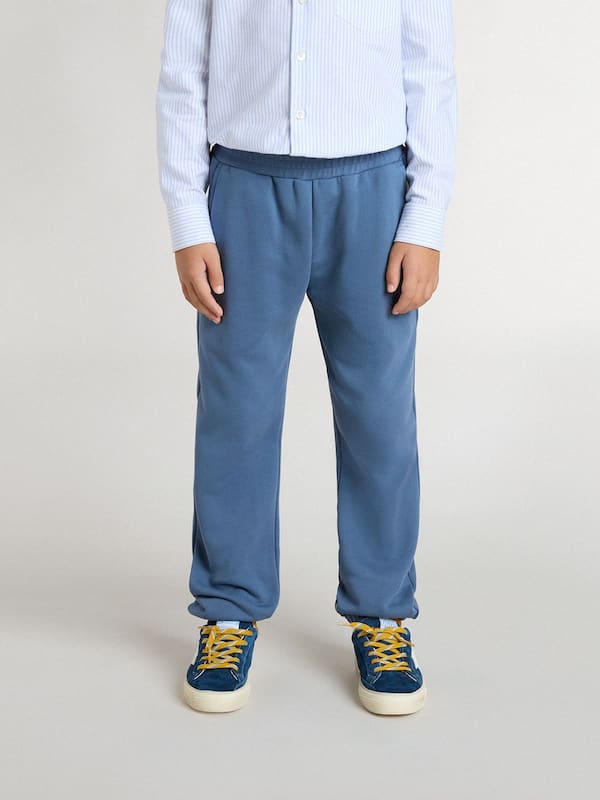 Golden Goose - Kids’ blue joggers with embroidery in 