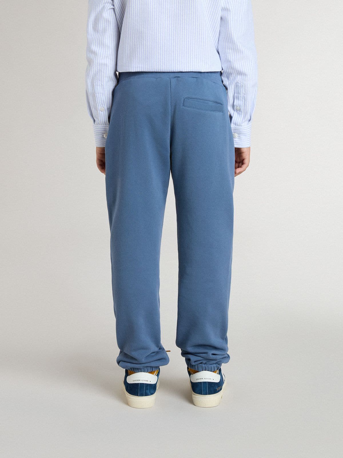 Golden Goose - Pantaloni Kids jogging blu con ricamo in 