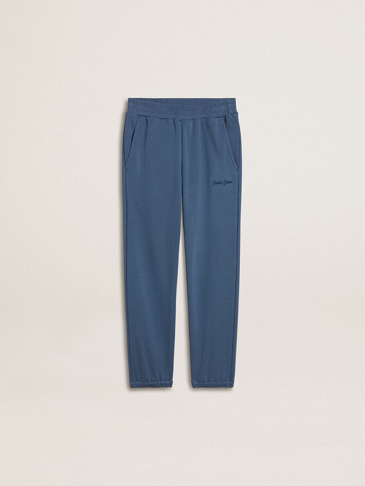 Golden Goose - Pantaloni Kids jogging blu con ricamo in 