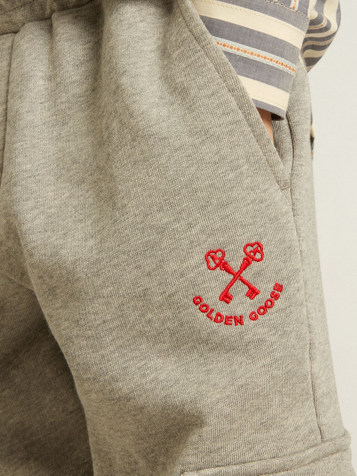 Golden Goose - Grau melierte Cargo-Joggers aus Baumwolle mit Stickerei in 