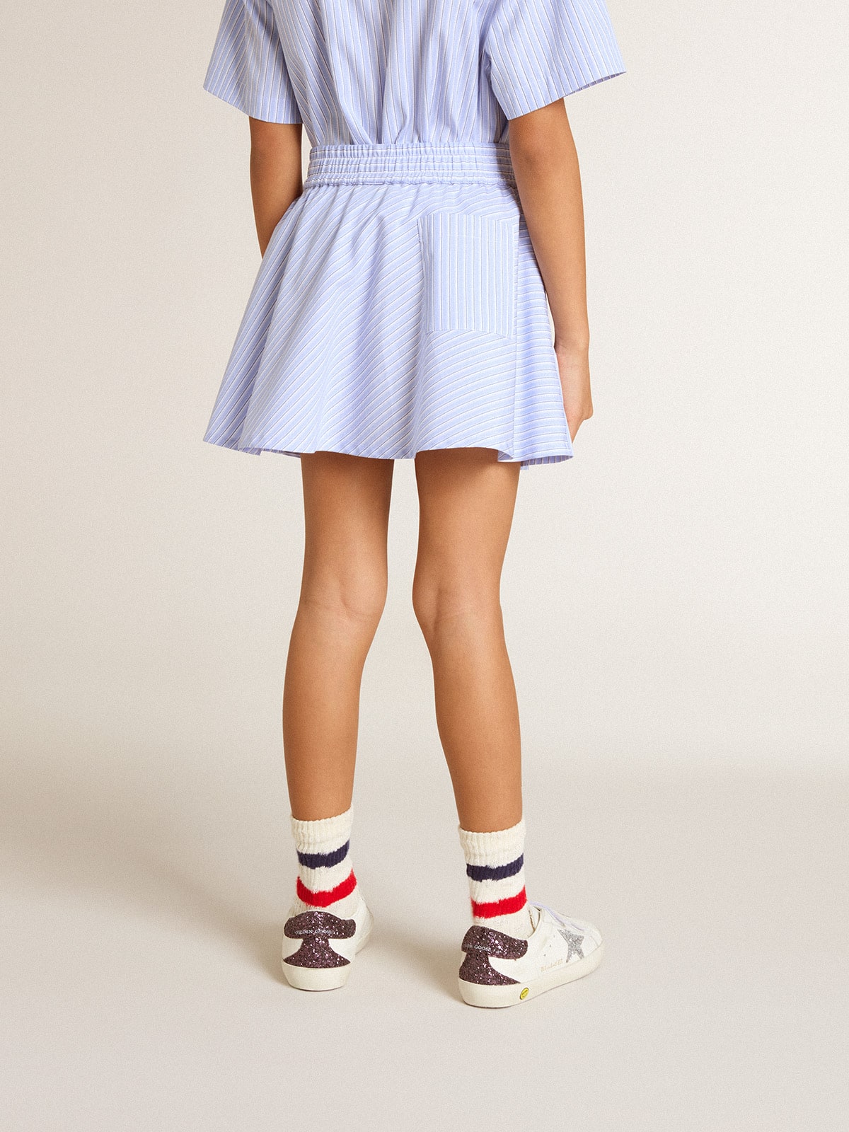 Golden Goose - Girls' skirt with light blue stripes  in 