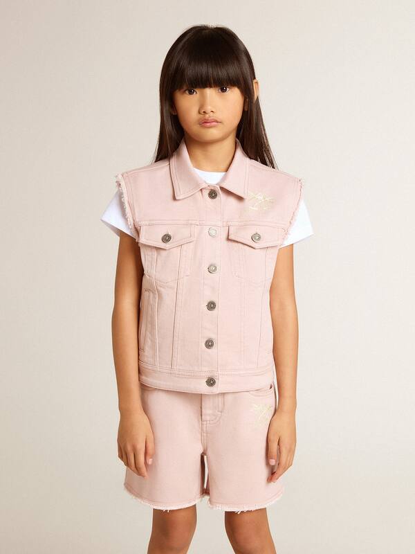 Golden Goose - Girls' pink denim vest in 