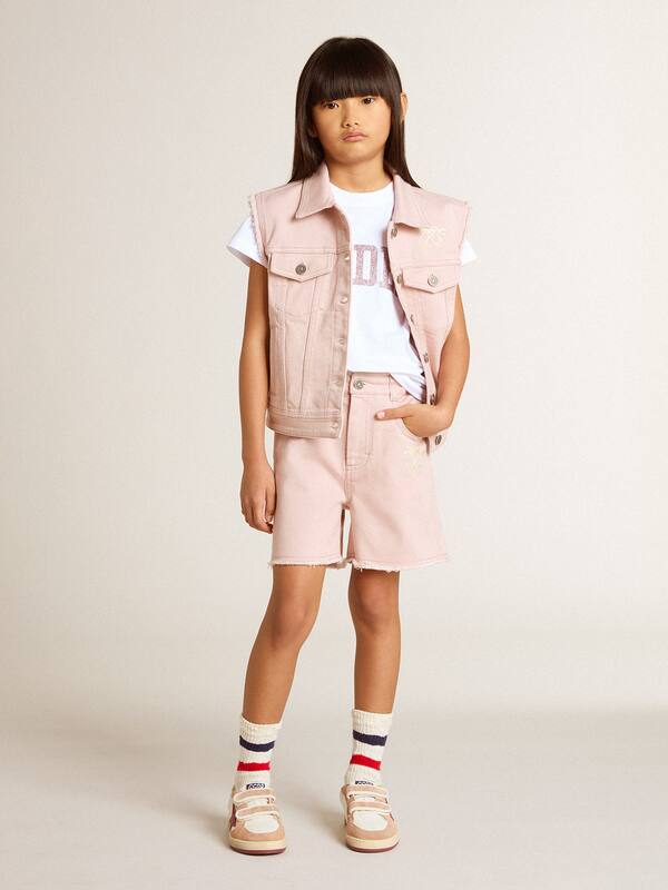 Golden Goose - Girls' pink denim vest in 