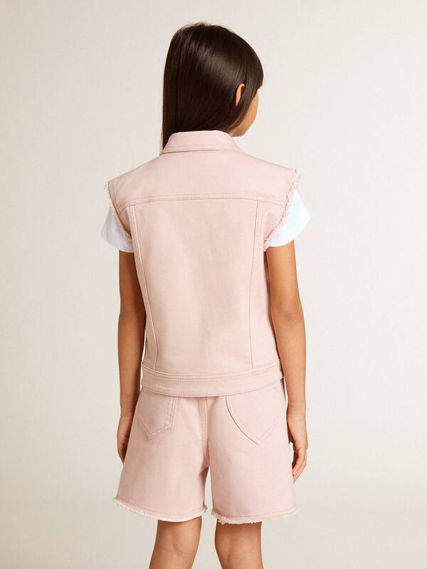 Golden Goose - Girls' pink denim vest in 