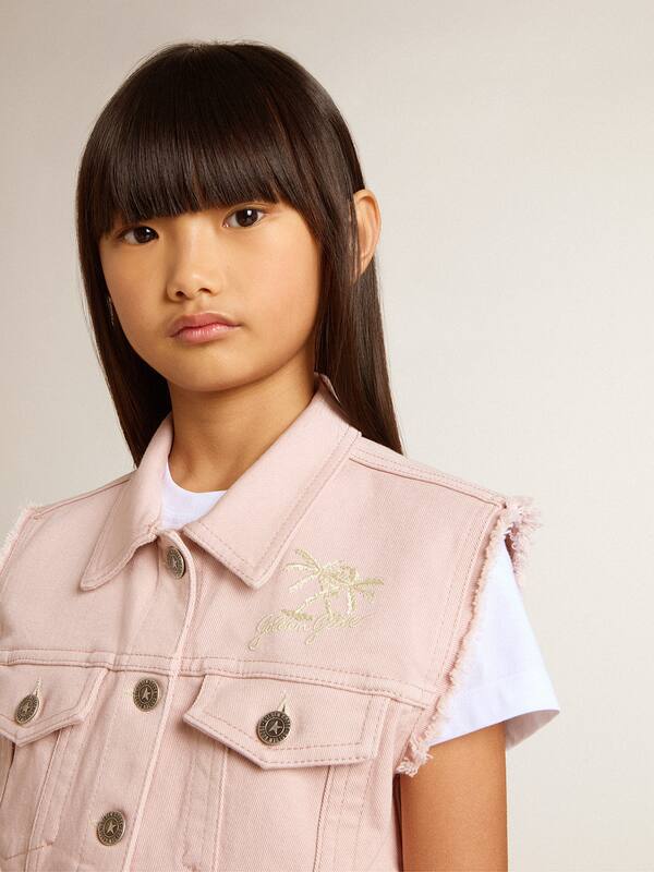 Golden Goose - Girls' pink denim vest in 