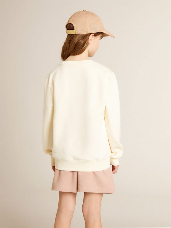 Golden Goose - Sweatshirt in aged white with multicolor Golden lettering on the front in 