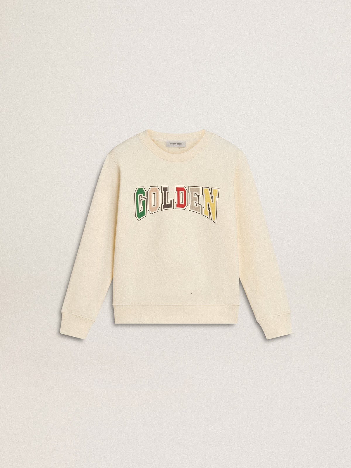 Golden Goose - Sweatshirt in aged white with multicolor Golden lettering on the front in 
