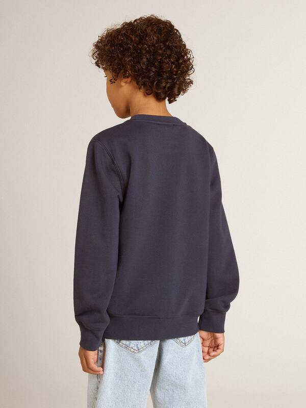 Golden Goose - Boys' dark blue sweatshirt with white print in 