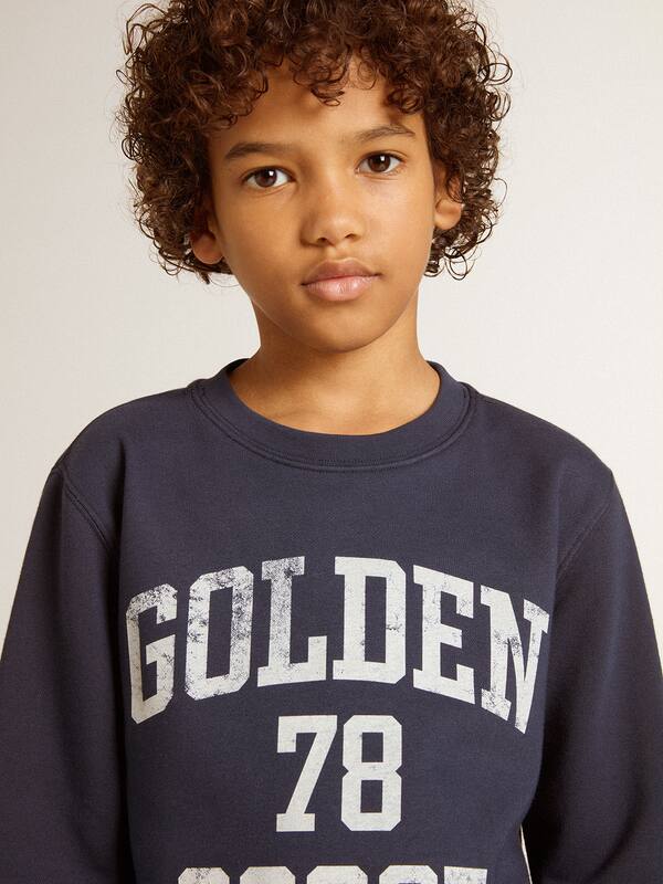 Golden Goose - Boys' dark blue sweatshirt with white print in 