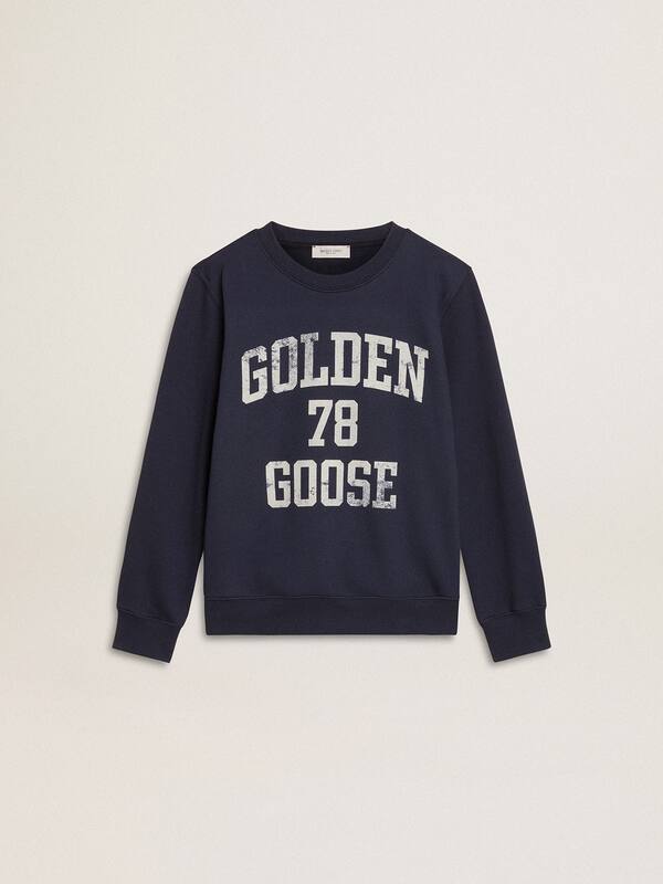 Golden Goose - Boys' dark blue sweatshirt with white print in 