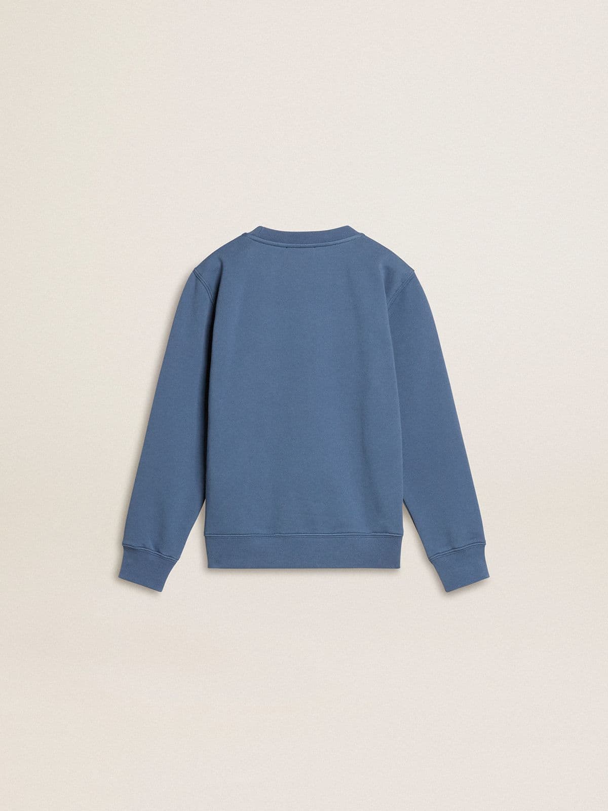 Golden Goose - Sweat-shirt bleu clair pour enfant avec patchs blancs en relief in 