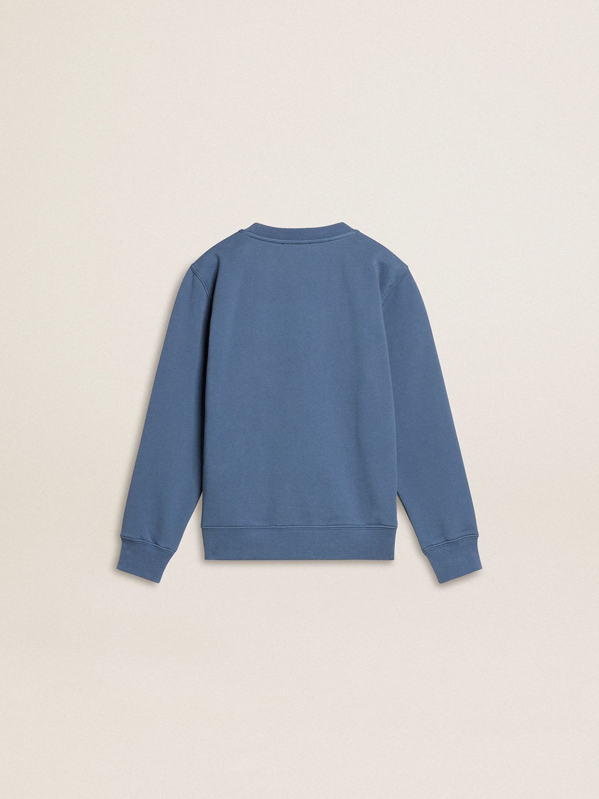 Golden Goose - Sudadera infantil celeste con parche en relieve blanco in