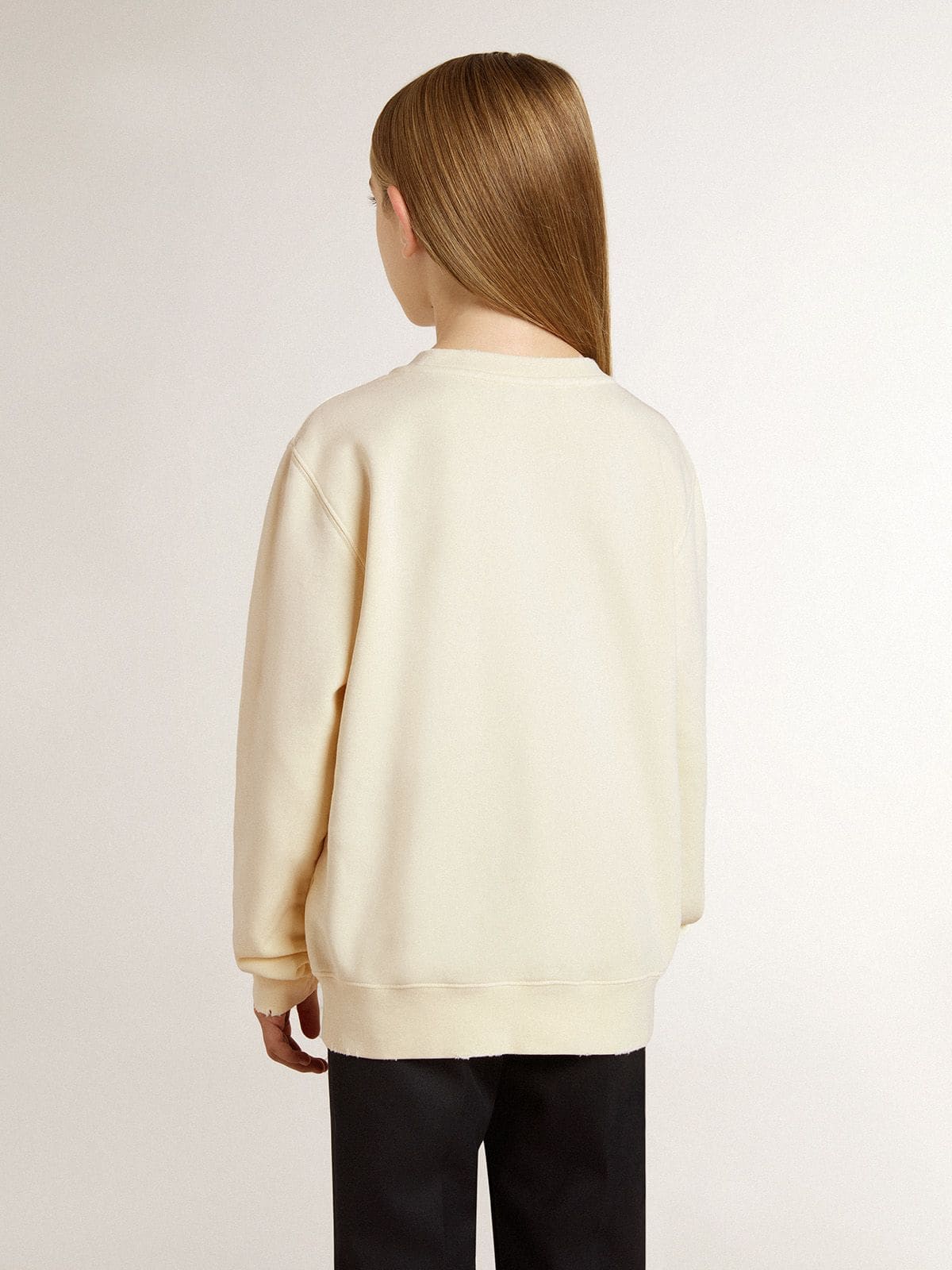 Golden Goose - Girls’ cream-colored sweatshirt with patch writing in 